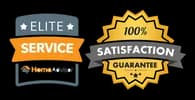 HomeAdvisor Elite Service and 100% Satisfaction Guarantee badges