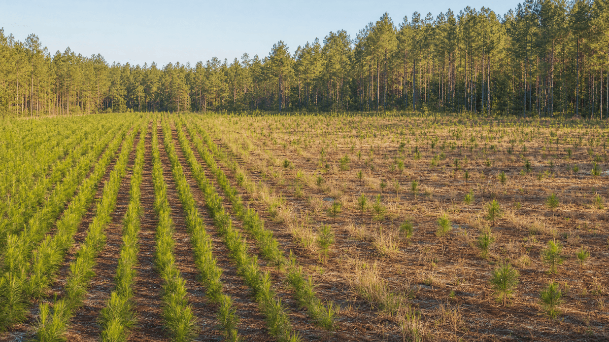 Pine seedlings planted at different densities for timber yield and restoration goals